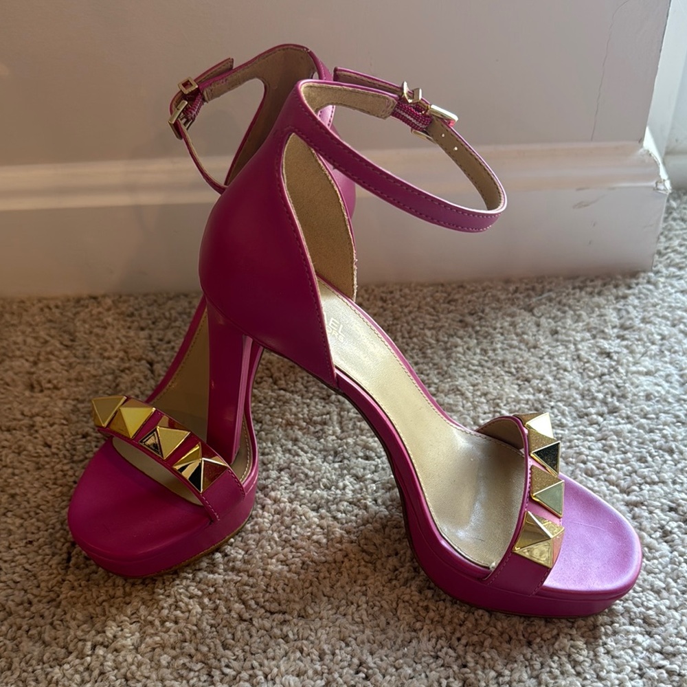 Michael Kors Pink and Gold Heels with Ankle Strap brand new with tag